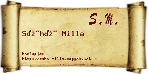 Sáhó Milla névjegykártya